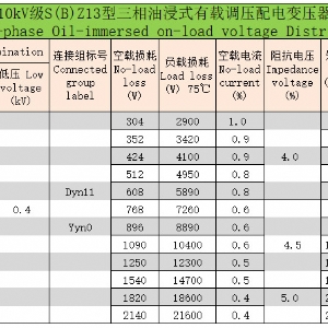 10kV級S(B)Z系列三相油浸式有載調壓配電變壓器